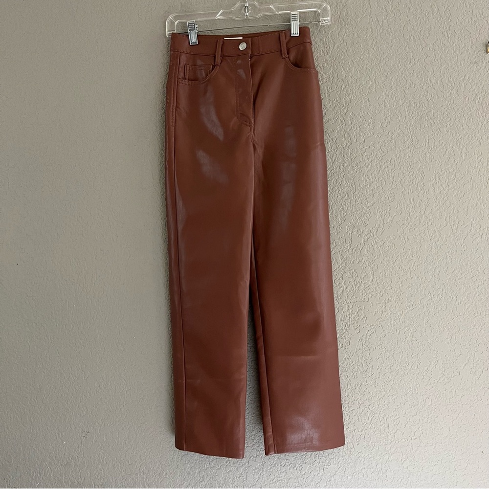 Wilfred Melina High Rise Brown Faux Leather Pants Sz 00